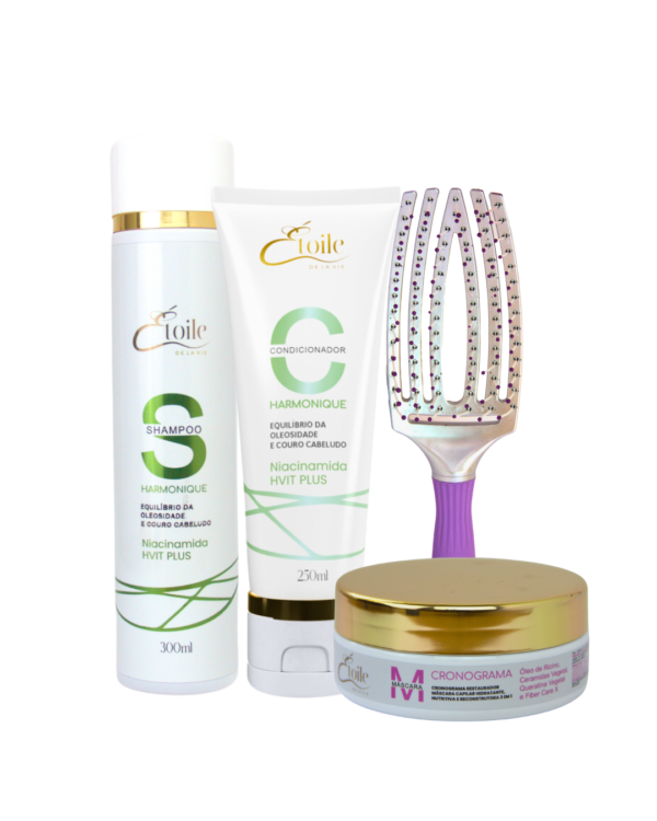 Kit Shampoo + Condicionador Harmonique + Máscara Cronograma + Escova Sortida