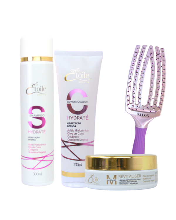 Kit Shampoo + Condicionador Hydraté + Máscara Revitalizer + Escova Sortida