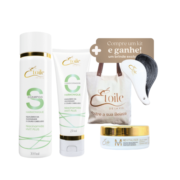 Kit Shampoo e Condicionador Harmonique + Máscara Revitalizer + Escova Sortida