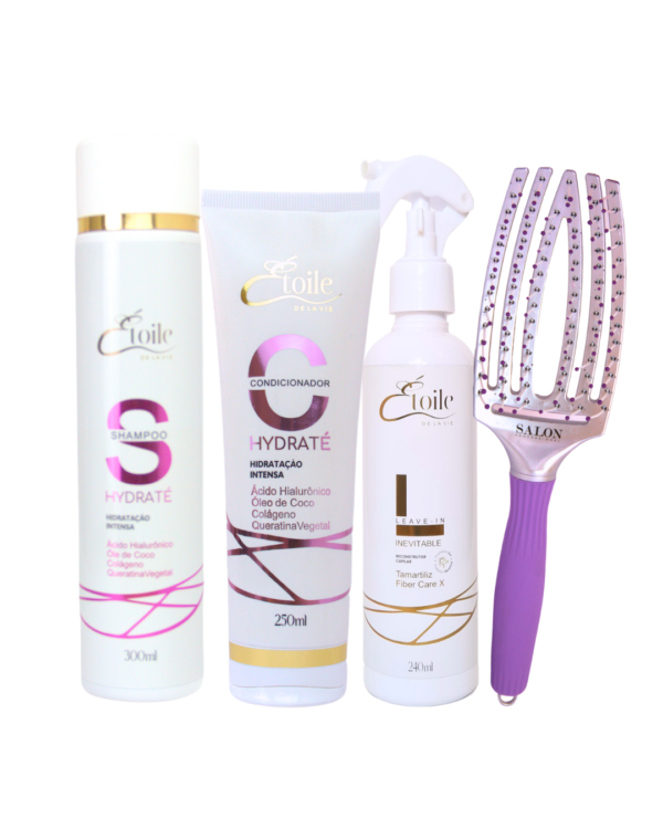 Kit Shampoo e Condicionador Hydraté + Leave-in Inevitable + Escova Sortida